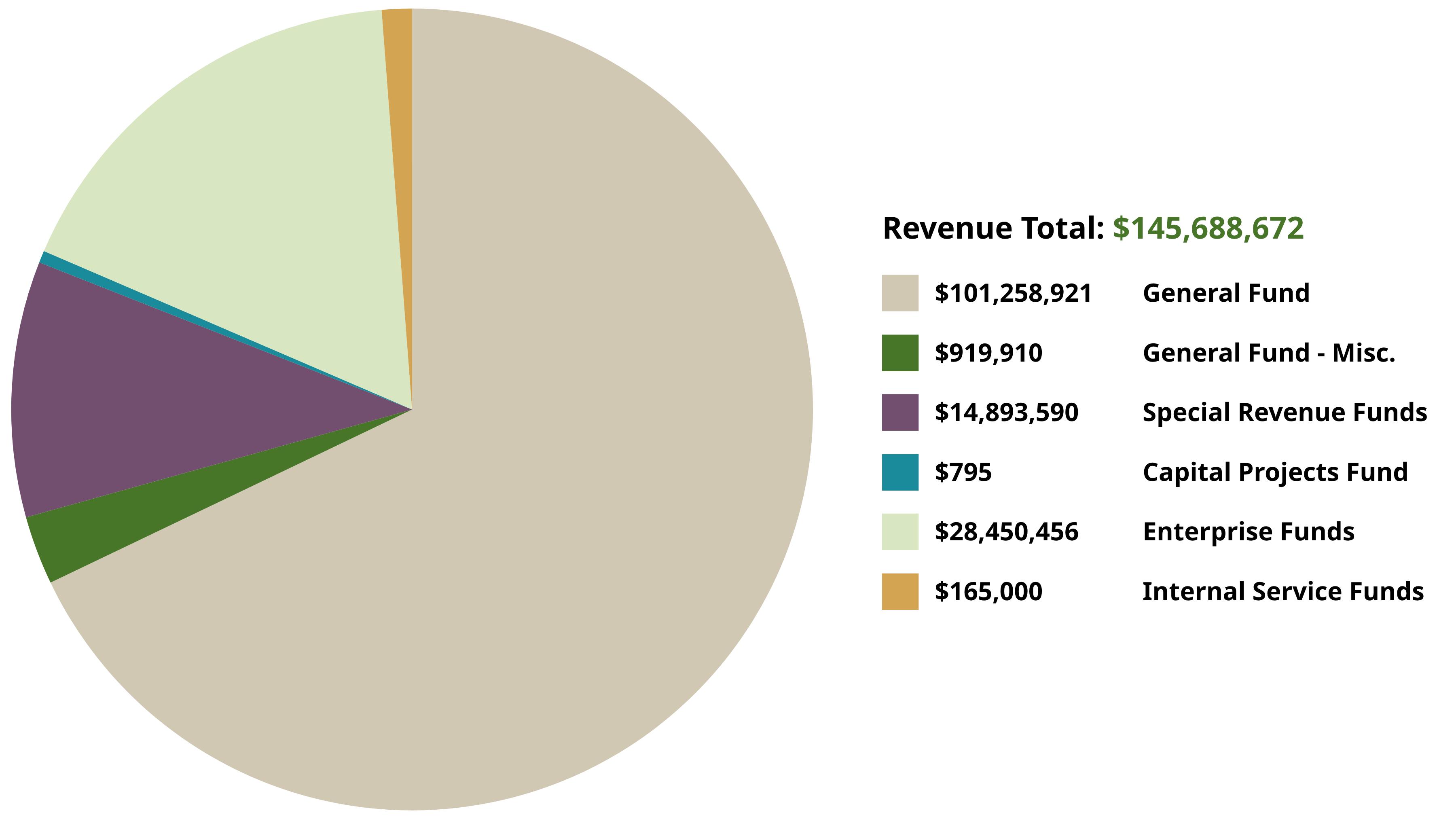 Pie chart displaying citywide total revenues by fund type.