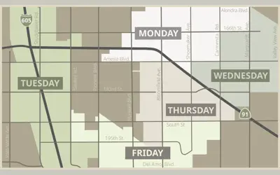 Trash collection schedule map