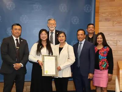 LaVon Skin Care with City Council in Council Chamber