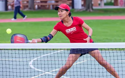 Pickleball player on court