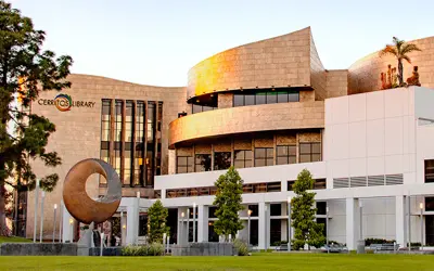 Cerritos Library at golden hour